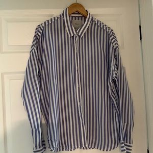 Rails luxe breezy long sleeve striped shirt. 3 button shoulder closure